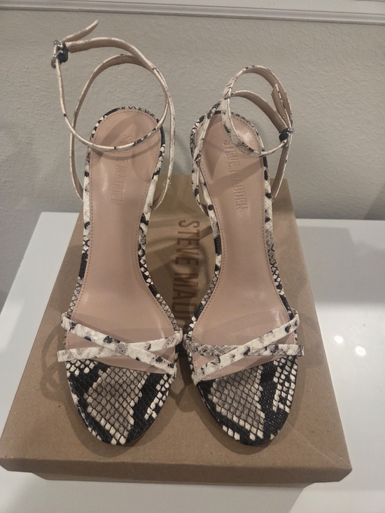 Steve Madden Shoes - Steve Madden Women's Snakeskin Ankle-Strap Sandals in Beige/Black